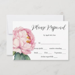 Vattenfärgen rosa blommigt rosa peonies ro bröllop OSA kort