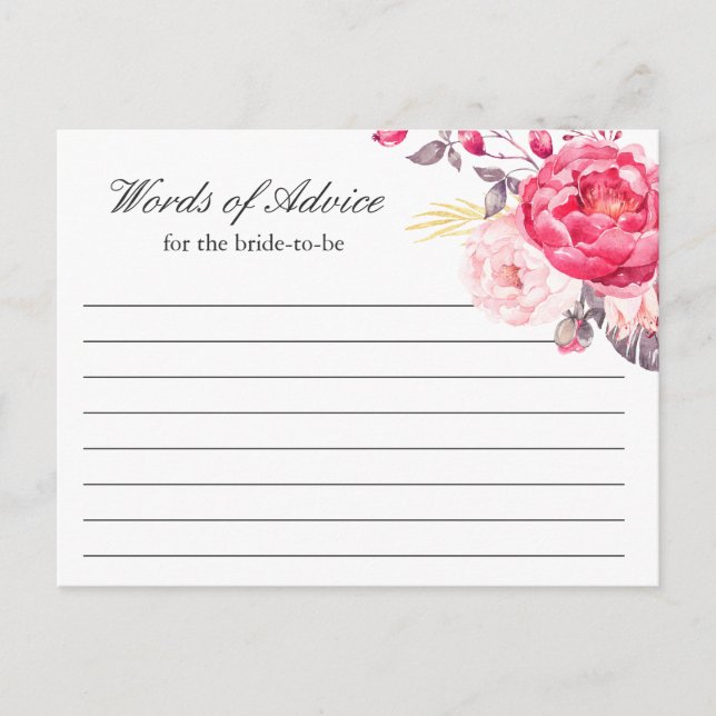 Vattenfärgen Rosa Guld Blommigt Ord för biokort Rådkort (Framsida)