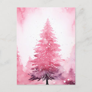 Vattenfärgen Rosa Julgran Vykort