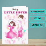 Vattenfärgen Rosa Little Sister Birthday Kort<br><div class="desc">Det här sentimentalkortet är speciellt för den lilla syster i ditt liv som du alltid har tagit hand om. Vi har skrivit högernas meddelande för att tala just nu,  men bara i fodral behöver det något personligt,  du kan anpassa det med ditt eget ord.</div>