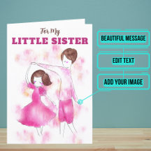 Vattenfärgen Rosa Little Sister Birthday
