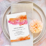 Vattenfärgen Rosa Orange Färg Stänk 21:a födelseda Inbjudningar<br><div class="desc">Anpassa den moderna konstgjorda,  levande färgstarka 21:a födelsedagspartisinbjudan med en ursprunglig vattenfärgsbild av blandningen orange och rosa färg stänk på vit bakgrund. Färsk och roligt,  visuell design.</div>