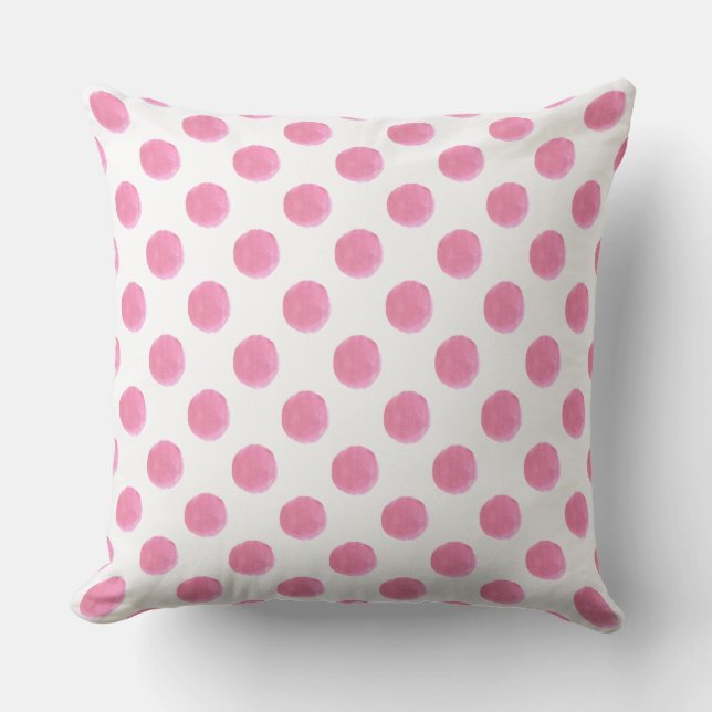 vattenfärgen rosa polka dots, utomhuskudde (Framsida)
