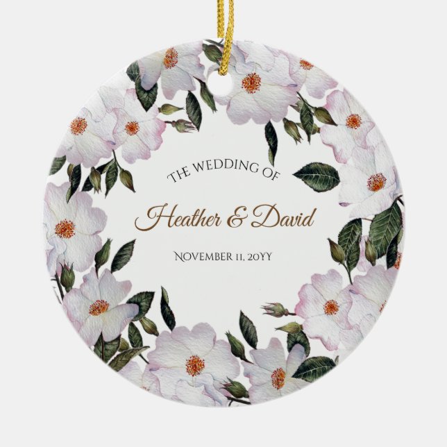 Vattenfärgen Rosa ros Ballerina Blommigt Design Julgransprydnad Keramik (Framsidan)