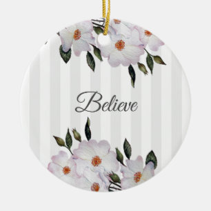 Vattenfärgen Rosa ros Ballerina Blommigt Design Julgransprydnad Keramik