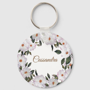 Vattenfärgen Rosa ros Ballerina Blommigt Design Nyckelring