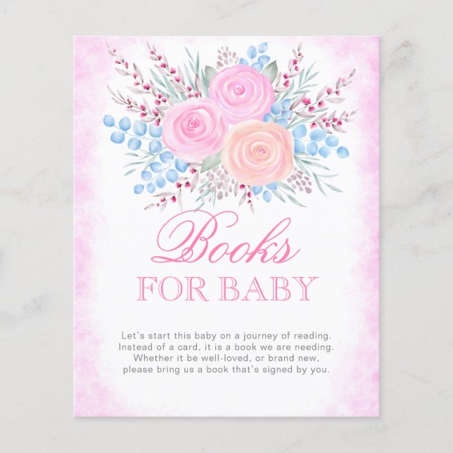 Vattenfärgen Rosa ros för begäran om babyvisningsp (Framsida)