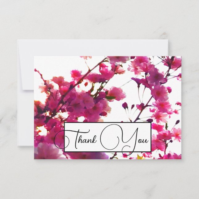 Vattenfärgen rosa vår blommigt | BLOMMAR TRÄD Tack Kort (Framsida)