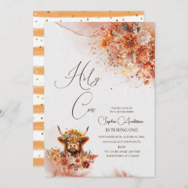 Vattenfärgen Rust Highland Cow blir en Inbjudningar