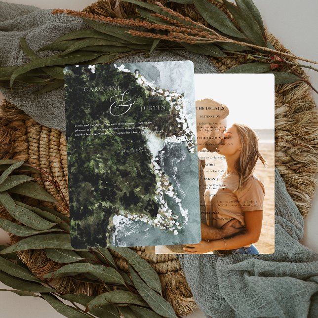 Vattenfärgen Rustic Väster Kusten Bröllop Inbjudningar (Skapare uppladdad)