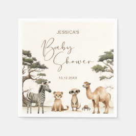 Vattenfärgen Safari Cute Animals Baby Shower Pappersservett
