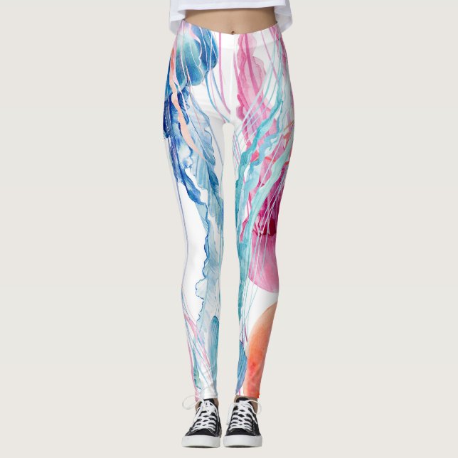 Vattenfärgen Sea Life: Bubbles & Jellyfish Leggings (Framsida)