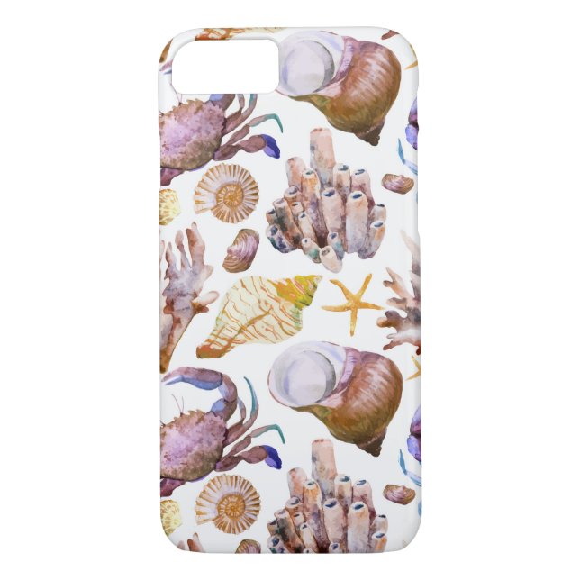 Vattenfärgen Sea Life Mönster 4 Case-Mate iPhone Skal (Baksida)