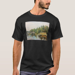 Vattenfärgen Seaplane Adirondacks Sjö Forest "Fath T Shirt