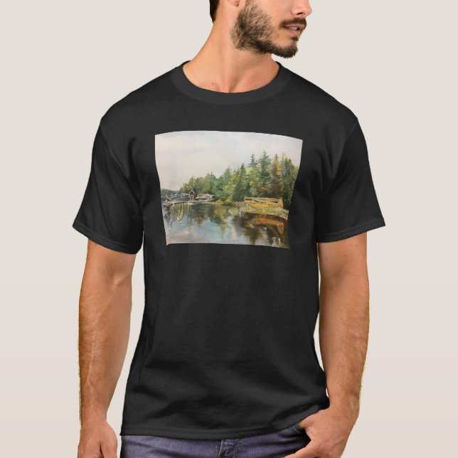 Vattenfärgen Seaplane Adirondacks Sjö Forest "Fath T Shirt (Framsida)