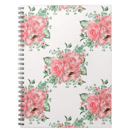 Vattenfärgen Shabby chic Rosa ros och Polka dots Anteckningsbok