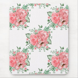 Vattenfärgen Shabby chic Rosa ros och Polka dots Musmatta