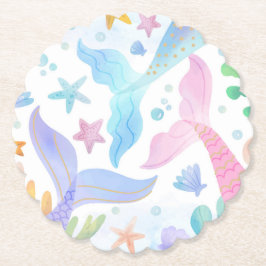 Vattenfärgen Sjöjungfru Svan under Party Underlägg Papper