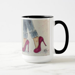 Vattenfärgen skor & kaffe mugg