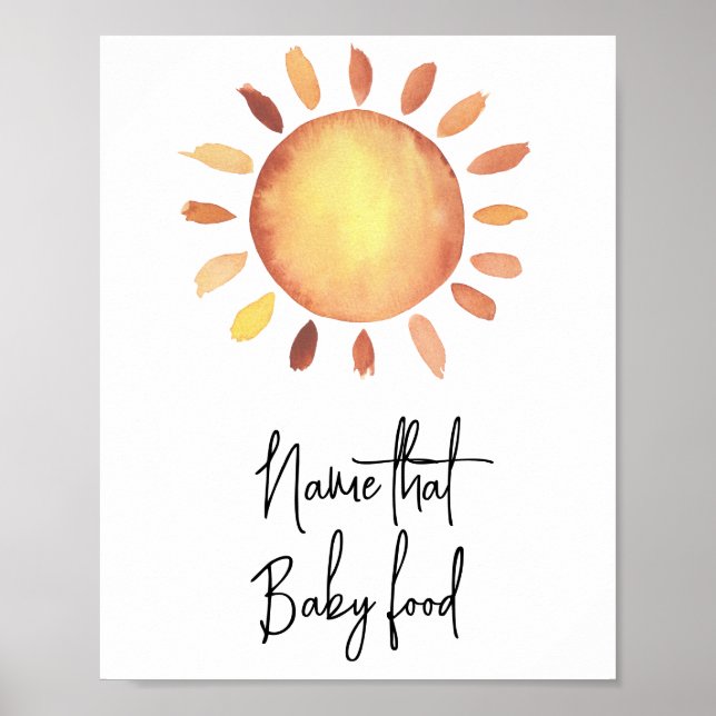 Vattenfärgen sol - Namn som baby mat Poster (Framsidan)