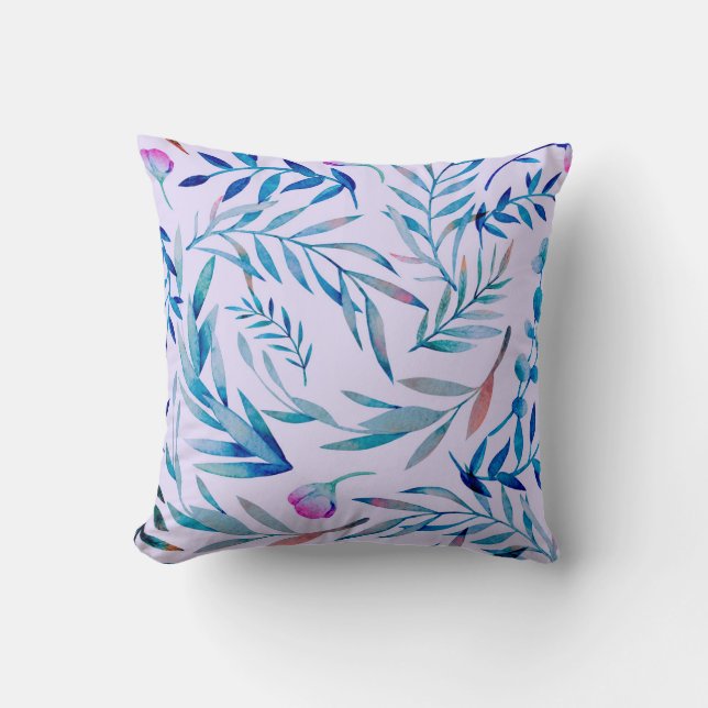 Vattenfärgen, sömlös mönster. Botaniskt prydnadsäm Kudde (Framsida)