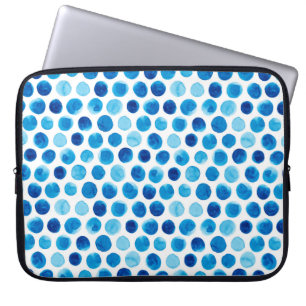 Vattenfärgen sömlös mönster med blå polka dot laptop fodral