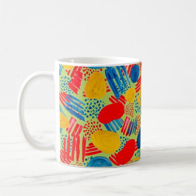 Vattenfärgen sömlös mönster med enkelt hand plocka kaffemugg (Vänster)