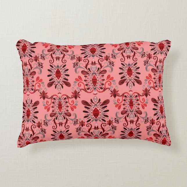 Vattenfärgen sömlös mönster med ikat. Tie dye wat Prydnadskudde (Framsidan)