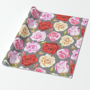 Vattenfärgen sömlös mönster med ro. Sömlös Presentpapper