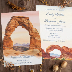 Vattenfärgen Southwest Arches nationalpark Bröllop Inbjudningar