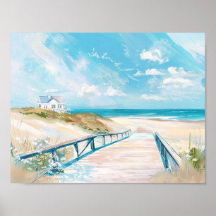 Vattenfärgen stil i strandmiljön illustreras poster