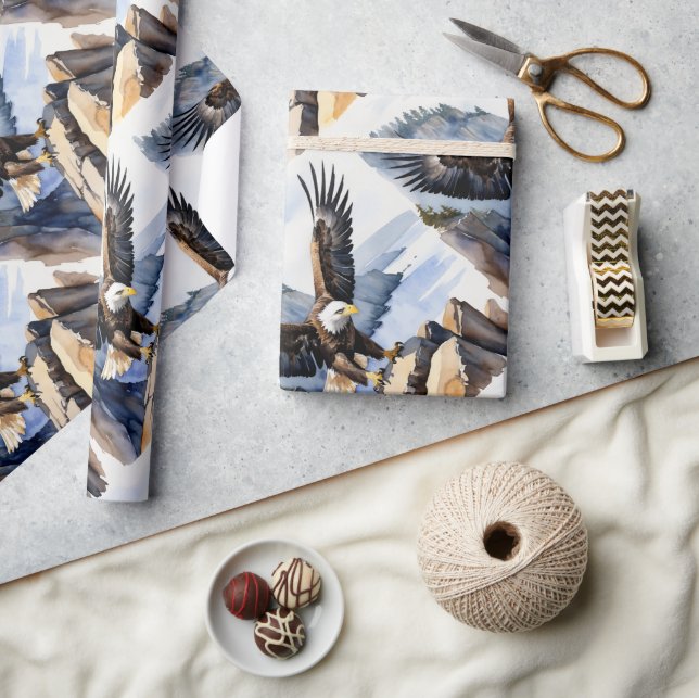Vattenfärgen Stil Örn flygande Cliff Presentpapper (Hantverk)