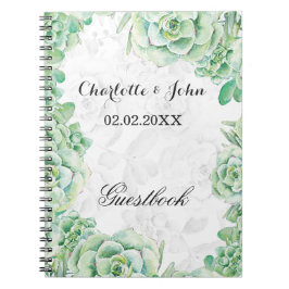 vattenfärgen succulent bröllop Guestbook Anteckningsbok