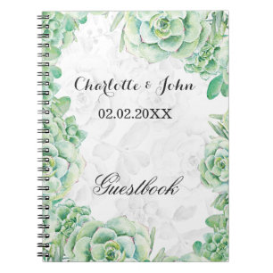 vattenfärgen succulent bröllop Guestbook Anteckningsbok