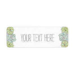 Vattenfärgen Succulent Shabby chic Bohemian Blommi Returadress Etikett