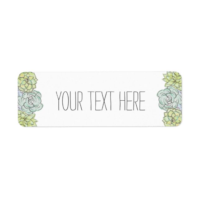 Vattenfärgen Succulent Shabby chic Bohemian Blommi Returadress Etikett (Framsidan)