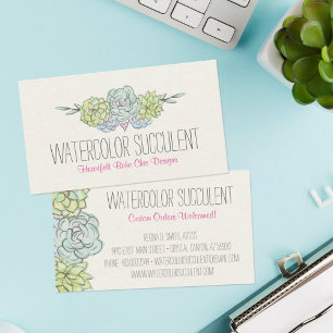 Vattenfärgen Succulent Shabby chic Bohemian Blommi Visitkort