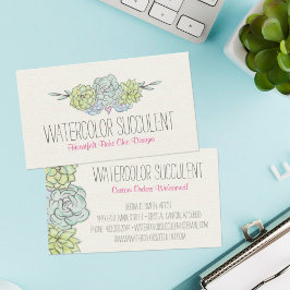 Vattenfärgen Succulent Shabby chic Bohemian Blommi Visitkort