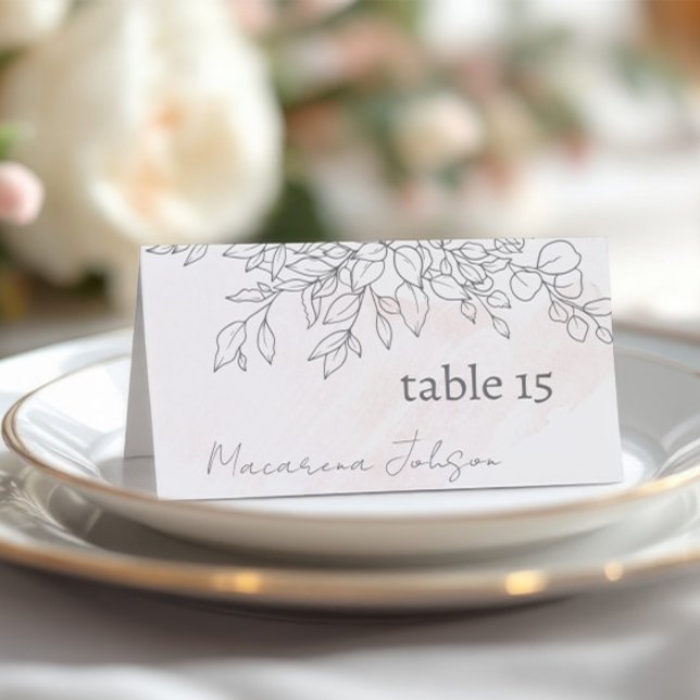  vattenfärgen Tält Stil med handritad Blommigt Bordsnummer (Blush Watercolor Tent Style with Hand-Drawn Floral Table Number)
