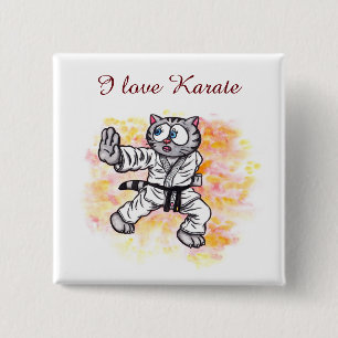 vattenfärgen tecknad Karate Kitten stridsanda Knapp