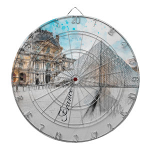 Vattenfärgen teckning i Louvre Paris, Frankrike Darttavla