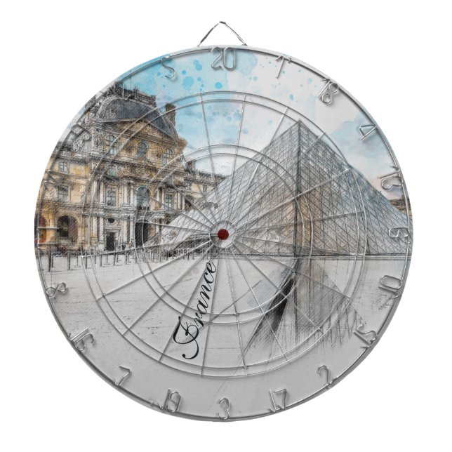 Vattenfärgen teckning i Louvre Paris, Frankrike Darttavla (Framsidan)