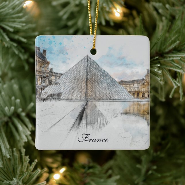Vattenfärgen teckning i Louvre Paris, Frankrike Julgransprydnad Keramik (Träd)