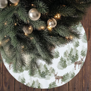 Vattenfärgen Träd och Hjort Grönt jul Julgransmatta Borstad Polyester