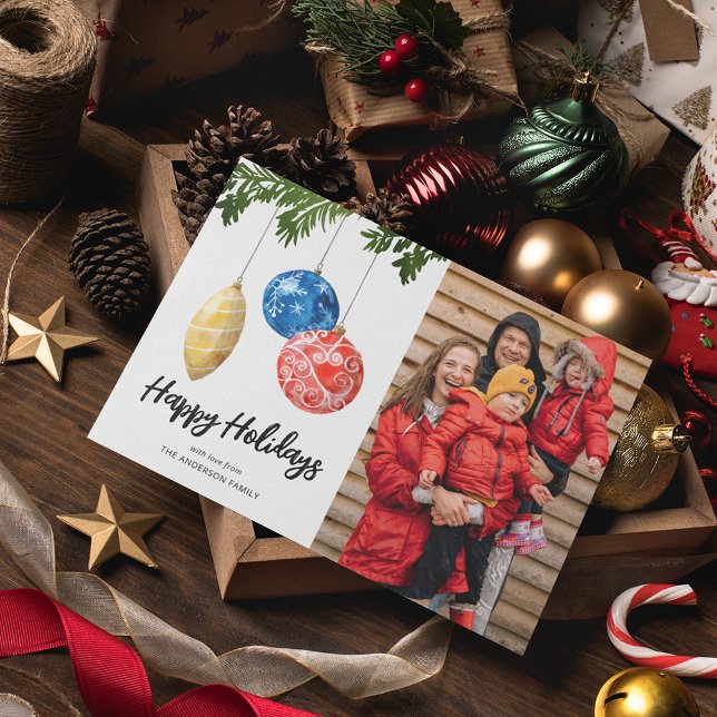 Vattenfärgen Träd Ornament Photo jul Julkort (Skapare uppladdad)