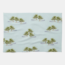 Vattenfärgen Träd på Tea Towels