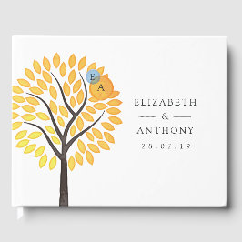 Vattenfärgen Träd Vatten släpper Monogram Bröllop Gästböcker