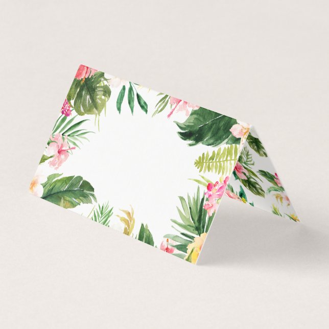Vattenfärgen Tropical Blommigt Ram, sommartid Bröl Kort (Framsida)