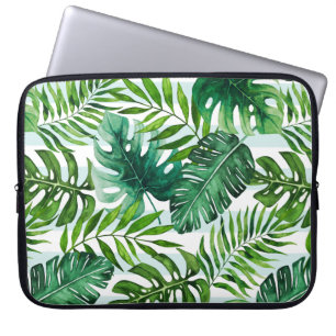 Vattenfärgen Tropical Löv Mönster Laptop Fodral
