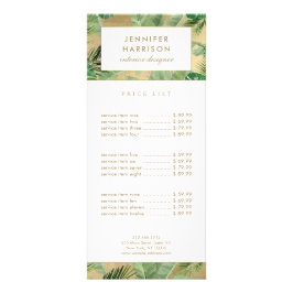 Vattenfärgen Tropical Löv Mönster på Faux Guld Reklamkort